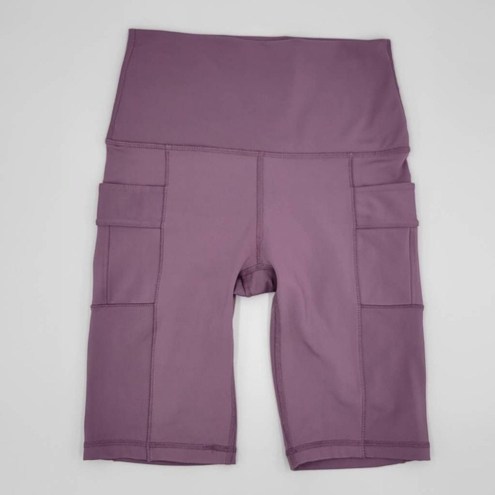 Wildfox Womens Bike Shorts Purple Stretch Yoga Waistband Pockets Cycling S